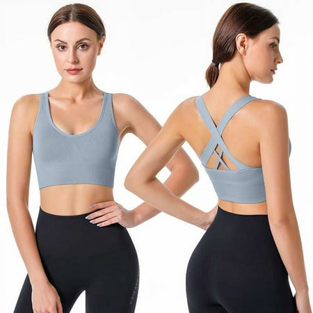 

Umitay Strapless Bras For Women Women s Cross Back Bra Shock-proof Gathering Fitness Yoga Vest Sports Underwear