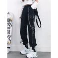 thumbnail image 3 of Pantalones negros atractivos de cintura alta para adelgazar para mujer, estilo recto suelto, cadena de moda para otoño, 3 of 6