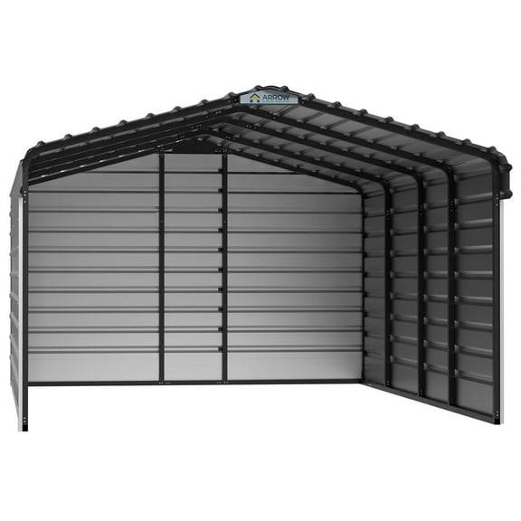 Arrow 12 x 20 x 7 ft Eggshell Steel Carport With 3 Wall Kit