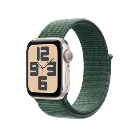 Open Box Apple Watch SE (2nd Gen) [GPS 40mm] Smartwatch with Starlight Aluminum Case with Lake Green Sport Loop
