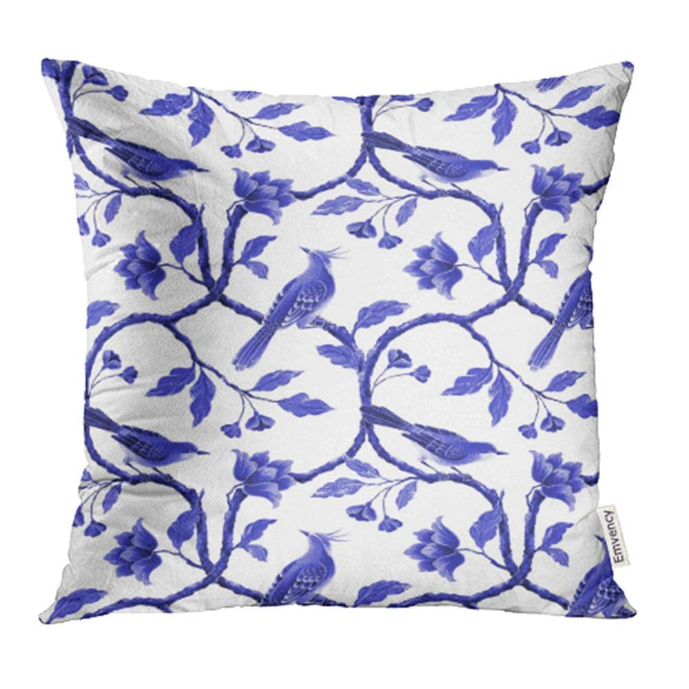 EREHome Chinoiserie Blue White Floral Pattern Spring Flowers and Birds Hand Chinese Oriental Pillow Case Pillow Cover 20x20 inch Throw Pillow Covers Walmart