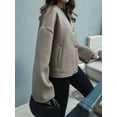 thumbnail image 5 of Women'S Casual Retro Loose V-Neck Long-Sleeved Woolen Coat Autumn and Winter Frosted Velvet Lapel Coat Light Gray L, 5 of 8