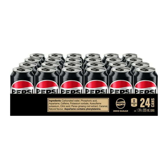 Pepsi Zero Sugar Cola 24 x 355 mL, Cans, 24x355mL