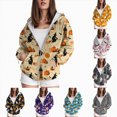 thumbnail image 2 of Towmus Women Long Sleeve Halloween Graphic Crewneck Tops Casual Zip Up Hooded Sweatshirts, 2 of 6