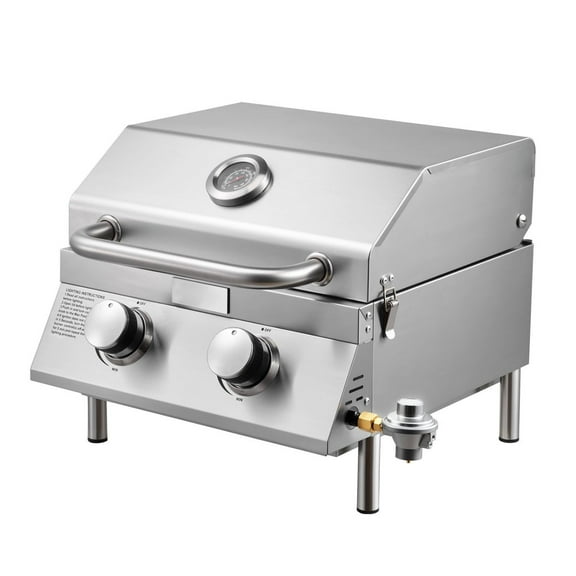 Tabletop Gas Grill 2-Burner Portable Propane Grill Stainless Outdoor