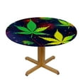 thumbnail image 3 of RUIYC Colorful Cannabis Leaf Table Cover Marijuana Weed Leaf Decorative Room Table Cloth Youth Adult Blue Pattern Tabletop for Dining Room Kitchen Washable Fabric,Round, 3 of 7