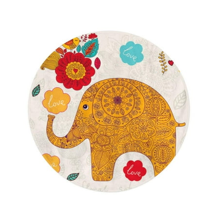 Nudecor 60 Inch Round Beach Towel Blanket Holiday Elephant Baby