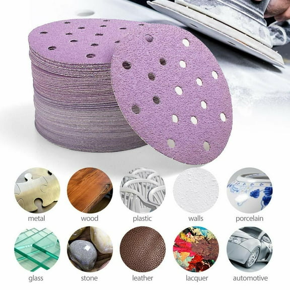 6 inch 40 - 800 Grit Assortment Sanding Disc Round Sand Paper Hook & Loop 100Pcs