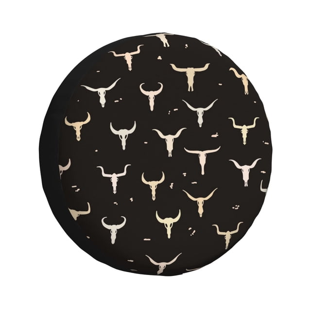 Fotbe Cow Skulls Funda de Llanta de Repuesto con Estampado, Engrosada, Ajuste Universal para Jeep, Remolque, RV, SUV, Camión-14 inch