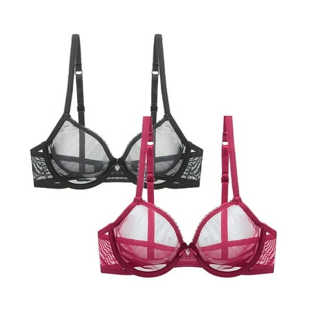 

Varsbaby Lace Bra See Through Sexy Underwear for Women 2 PCS