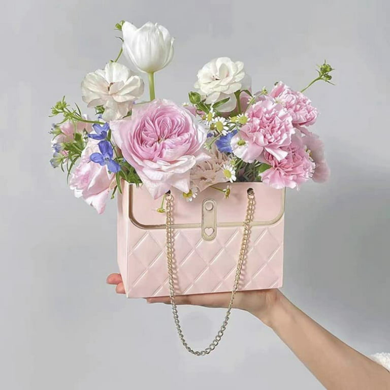 Flower Bouquet Bags,Empty Flowers Bouquet Gift Box - Paper Flower Gift Bags  Bouquet Bags Box with Handle for Valentine's Day, Mother's Day Ice