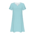 thumbnail image 6 of ClodeEU Women's Simple T Shirt Loose Dress,Cut Out Neckline,Short Sleeve Casual Mini Dress A-Light Blue,Womens Plus S, 6 of 6
