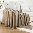 thumbnail image 5 of Battilo Tan Throw Blanket,Lightweight Knitted Bed Blanket,Beige Throws for Living Room,50"x60", 5 of 9
