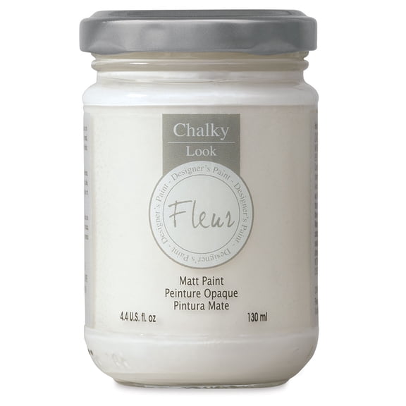 Fleur Chalky Look Paint - Chalk White, 4.4 oz jar