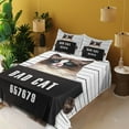 thumbnail image 2 of Ambesonne Animal Fitted & Top Sheet Set with Shams, Jail Kitty Under Arrest, Brown Black White, 2 of 5