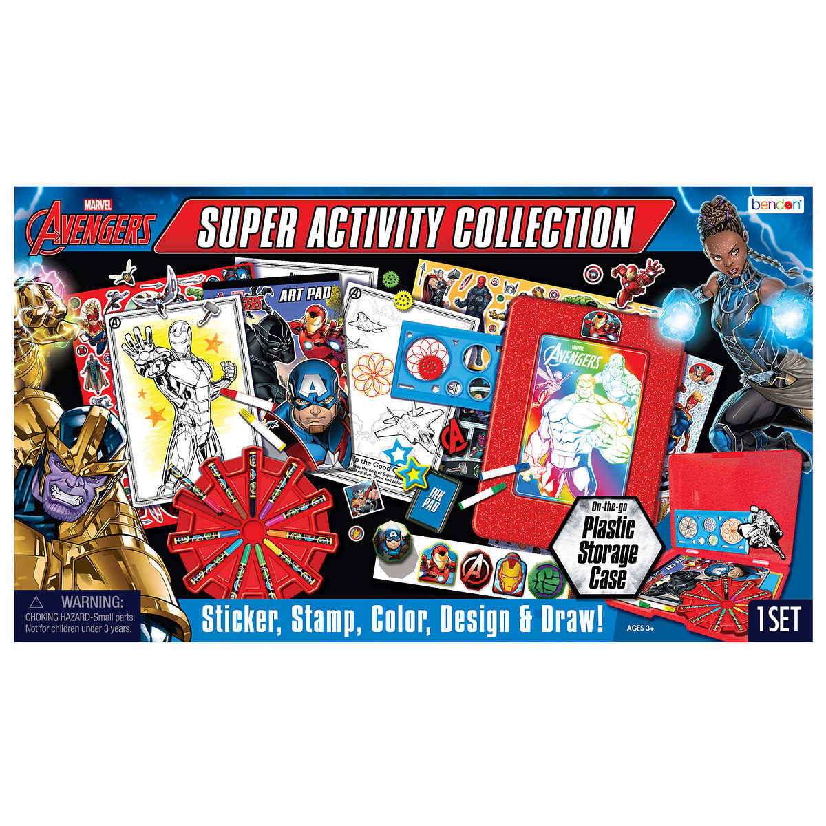 Marvel Heroes Boy's Arts & Crafts Stickers Markers,Stamps & Ink Activity Pad 