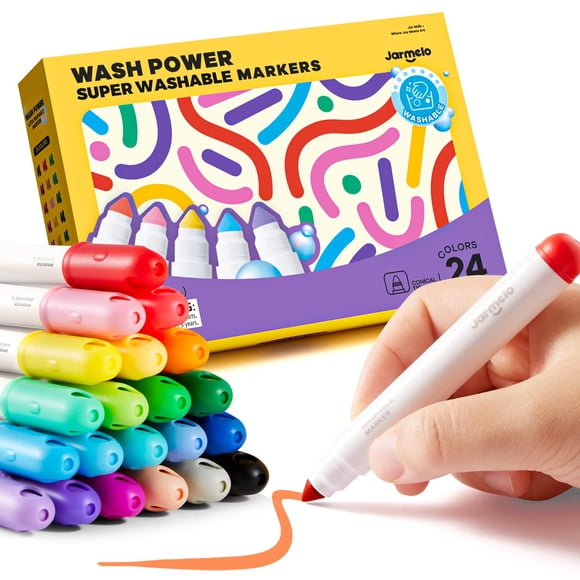 Marcadores lavables Jar Melo para niños de 2 a 4 años, 24 colores