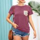 thumbnail image 3 of Túnica de mujer con bolsillos de lentejuelas, cuello redondo y mangas cortas - Talla L Blusa de verano color burdeos brillante, 3 of 5