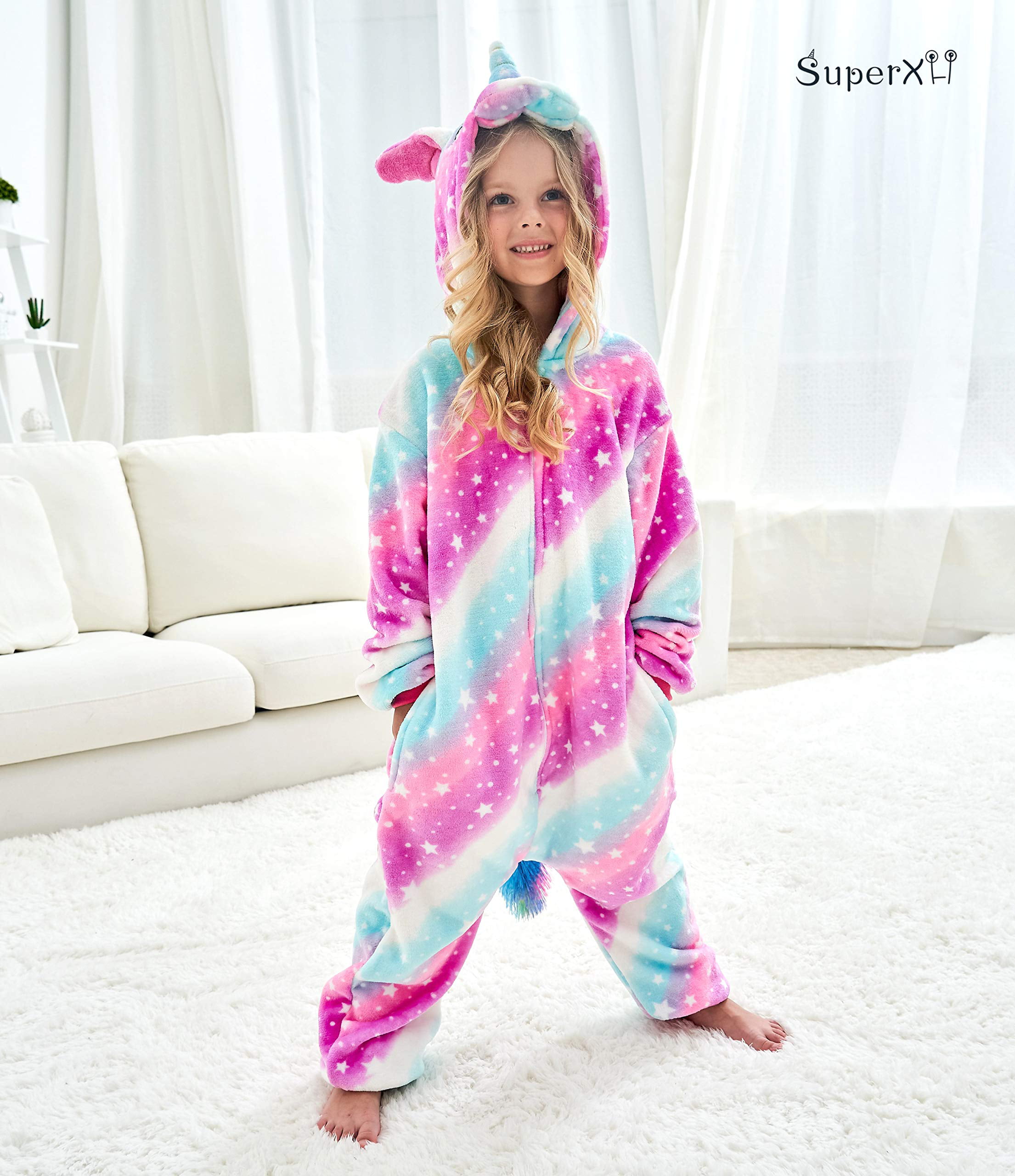 Soft Unicorn Costume for Kids Girls Unicorn Pajamas Onesie 