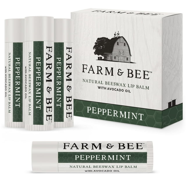 Bálsamo labial natural - Ingredientes orgánicos y naturales - Barra hidratante para el cuidado de los labios a base de cera de abejas para labios agrietados - Gran idea de regalo - Granja y abeja - 0.