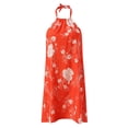 thumbnail image 4 of FhsagQ Summer Female Plus Size Winter Dress Printed Round Neck off Shoulder Mini Dress Sleeveless off Shoulder A Line Skirt Orange L, 4 of 6