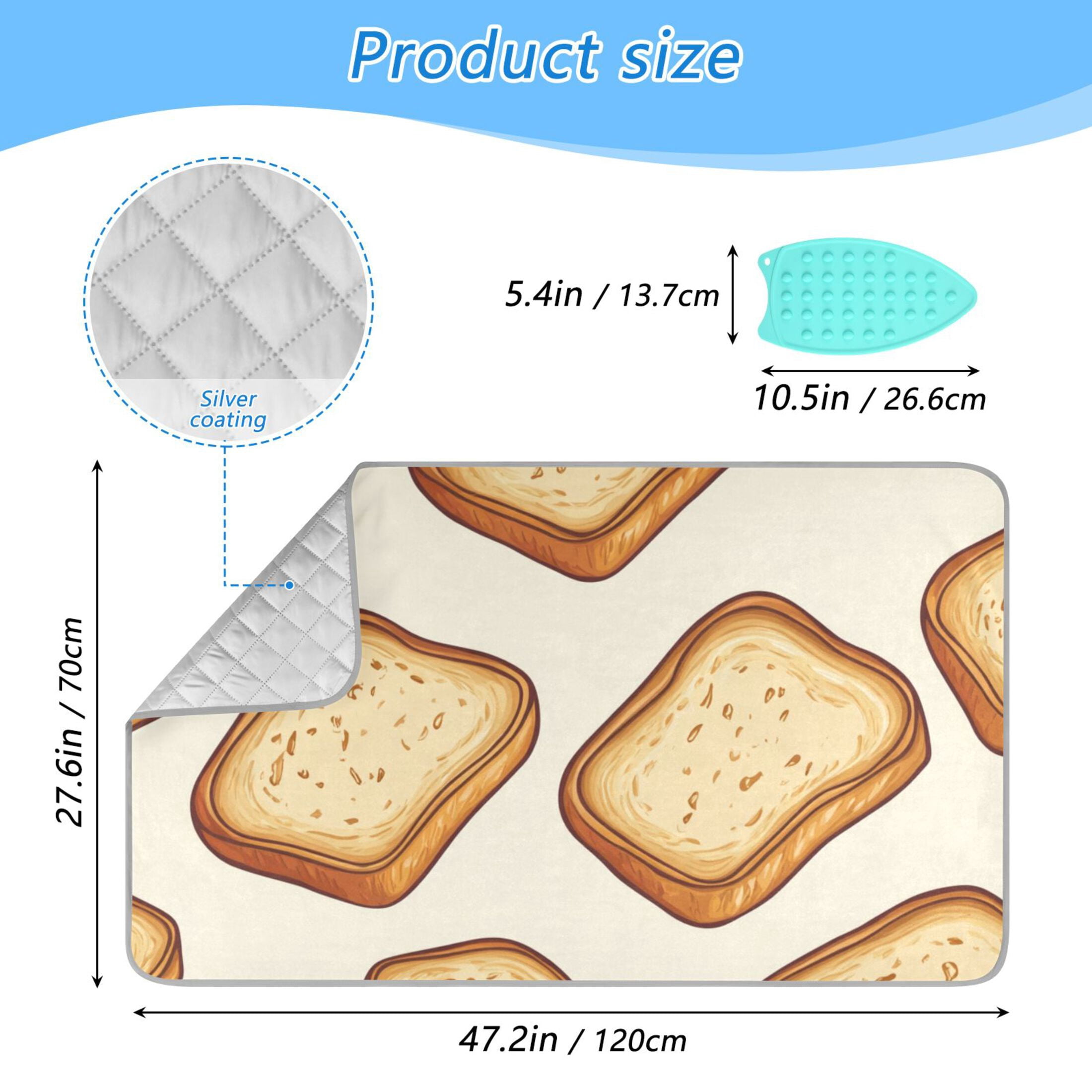 Bread Slices Cartoon Ironing Board Covers Heat Resistant Ironing Pad Mat Portable for Travel Washer Dryer Table