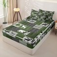 thumbnail image 2 of Erosebridal Cabin Wildlife Pattern Zipper Full Size Comforter Sets with Fitted Sheet and 2 Pillowcases,Plaid Timber Print Zipper Bedding Set,Black Green,Black Reversible, 2 of 6