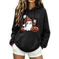 thumbnail image 4 of Only Moment Black Womens Hooded Hoodies Sweatshirts Halloween Printed Long Sleeve, Drawstring, Lightweight Hooded Tops, Side Slit, Relaxed Fit Outfits, Fall Winter Clothes, 2026 Fashion Clothing 2XL, 4 of 4