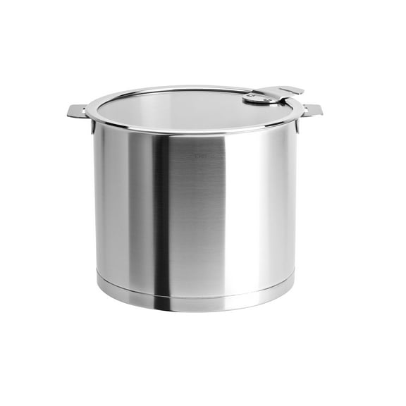Cristel Strate L Stainless Steel Stockpot with Flat Glass Lid and Removable Handles, 5.6 Quart