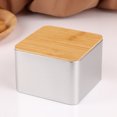 thumbnail image 3 of Shisuyan 2Pcs Tinplate Can Creative Universal Packaging Box Tinplate Tea Box Multi-functional Storage Container with Bamboo Cover for Tea Cupcakes Cookies Business Cards- Size S, 3 of 8