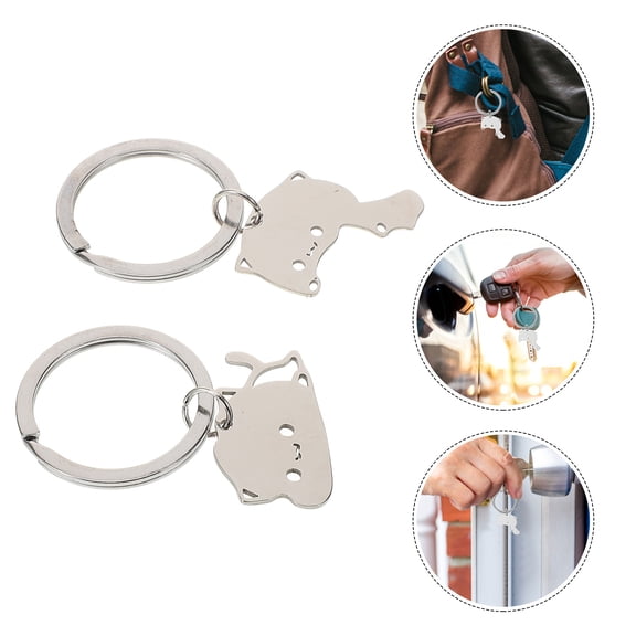 FRCOLOR 2pcs Metal Hugging Cat Keychain Stainless Steel Metal Keychain Cat Pendants