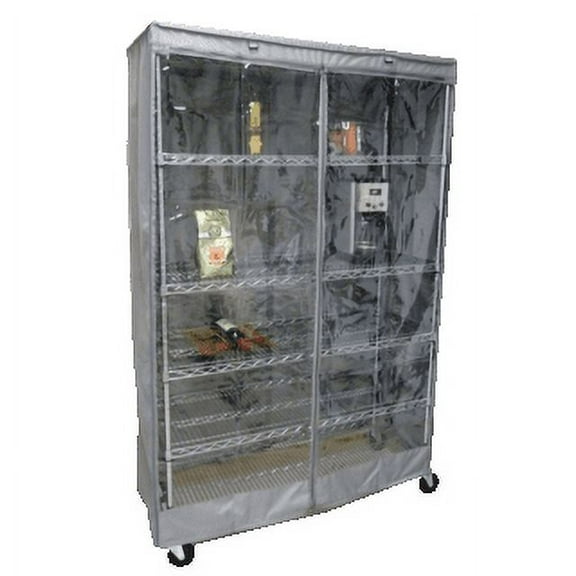 Covered Living Storage Shelving unit cover, fits racks 60"Wx24"Dx72"H with one side see through panel (Grey)