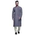 thumbnail image 1 of Atasi Kurta Pyjama de Designer pour Hommes Imprimé Style Angrakha Vêtements d'Été Décontractés, 1 of 5