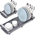 thumbnail image 1 of FrostHike Expandable Dish Rack, Compact Dish Drainer, Stainless Steel Dish Drying Rack with Removable Cutlery Holder, Anti Rust Plate Rack, Small Sink Drainer for Sink or Kitchen Countertop, 1 of 5