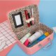 thumbnail image 2 of Estuche de maquillaje con diseño de piedras de estilo coreano con espejo, bolsa de almacenamiento portátil para mujer, bolsa de maquillaje con cremallera cuadrada, 2 of 6