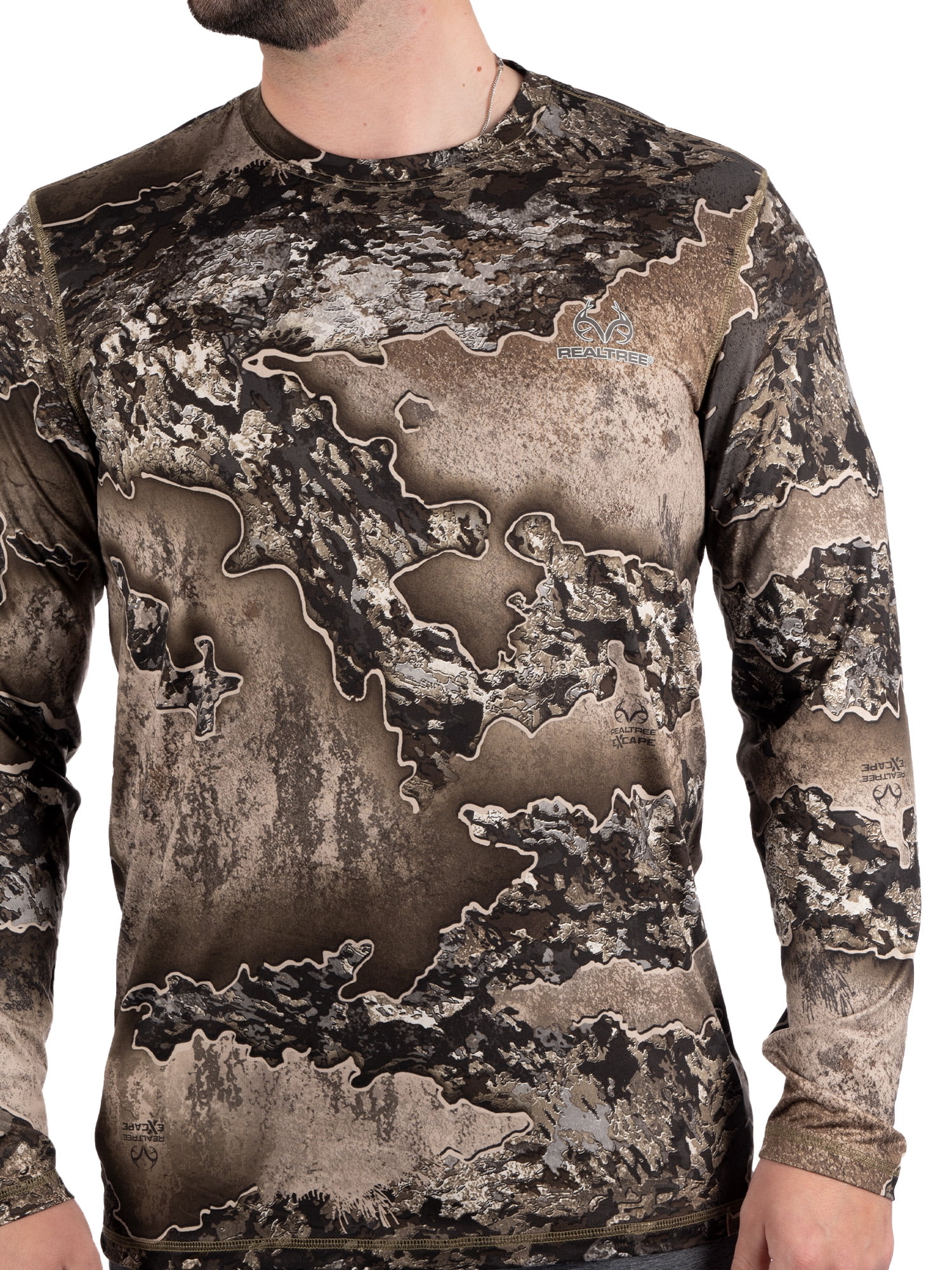 Men's Long Sleeve Camo Tee Scent Control Cotton Shirt by Realtree, Sizes S-3XL