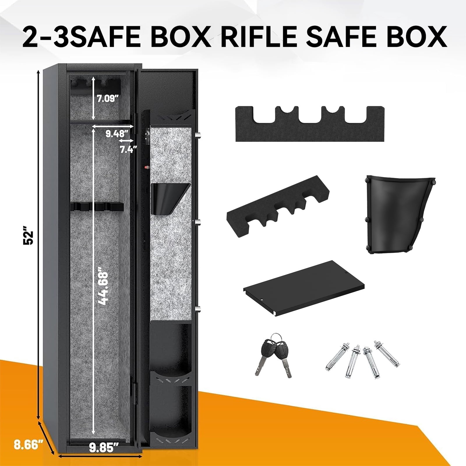 Sapital 2-3 Rifle Gun Safe, Cold Rolled Steel Cabinet with Electronic Keypad & Adjustable Shelf