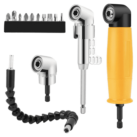 

【Trjgtas】 Right Angle Drill 5 Pack Angle Extension Power Bit Attachment with 1/4 Inch Hex Impact Silver