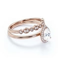 thumbnail image 2 of Beautiful Art Deco 1.75 Carat Pear Cut Affordable Diamond Moissanite Engagement Ring, Classic Wedding Ring, One Matching Band in 10k Solid Rose Gold,Promise Ring, Anniversery Ring, Bridal Set, 2 of 3