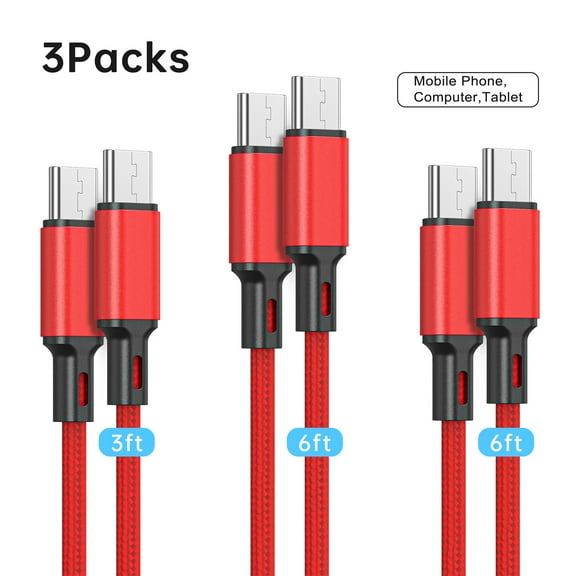 Cshidworld USB C to USB C Cable [3/6/6 FT, 3Pack], Fast Charging ,Compatible for iPhone 15 Samsung Galaxy S22 S21 S20 S22  Ultra 5G Note 20/10, Pixel XL -7 model & USB-C Laptop Tablet