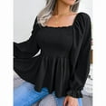 thumbnail image 5 of ZOELNIC Women's Peplum Tops Square Neck Ruffle Trim Long Sleeve Blouse Smocked Top Dressy Casual Shirts, XL, 5 of 6