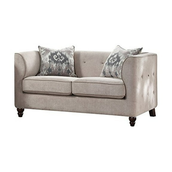 ACME Cyndi Loveseat with 2 Pillows in Tan Velvet