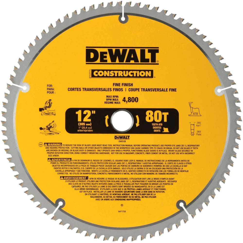 Dewalt® Construction? 12" 80T Fine Finish Saw Blade