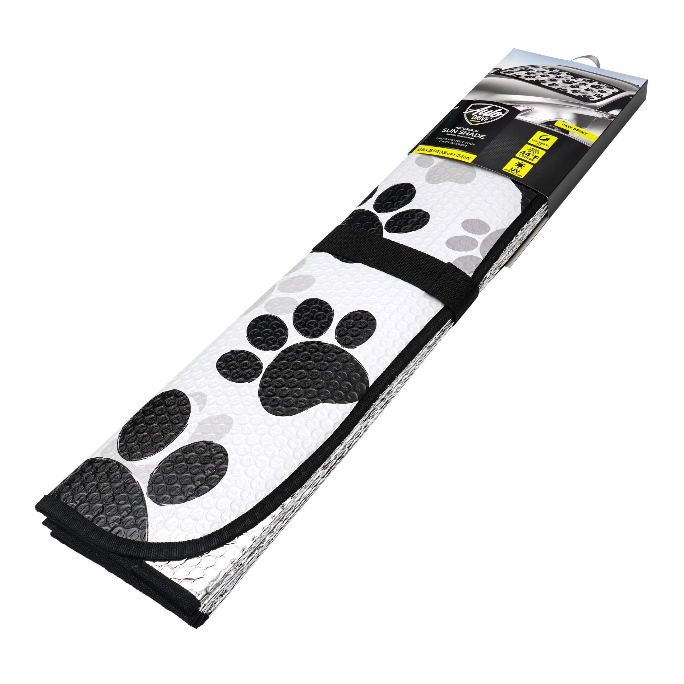 Auto Drive Paw Print Accordion Sunshade Universal Size 1 pack, 63'' x 28.5''