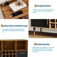 thumbnail image 5 of BouPower 47in Wine Bar Cabinet, Modern Kitchen Sideboard Buffet Cabinet Wood Liquor Coffee Bar with Charging Station LED Lights and Wine Racks for Living Room Dining Room, 5 of 6