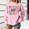 thumbnail image 2 of Women's Christmas Sweatshirt Cheerful Embroidered Sweater Crew Neck Wool Linen Warm Winter Wear, 2 of 9