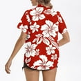 thumbnail image 5 of JTZGDY Women Hawaiian Shirt Soft Cool Summer Hawaii Shirts Floral Tropic Print V Neck Collared Beach Vacation T-Shirt Short Sleeve Button Up Lightweight Cardigan Tops Red#02 L, 5 of 7