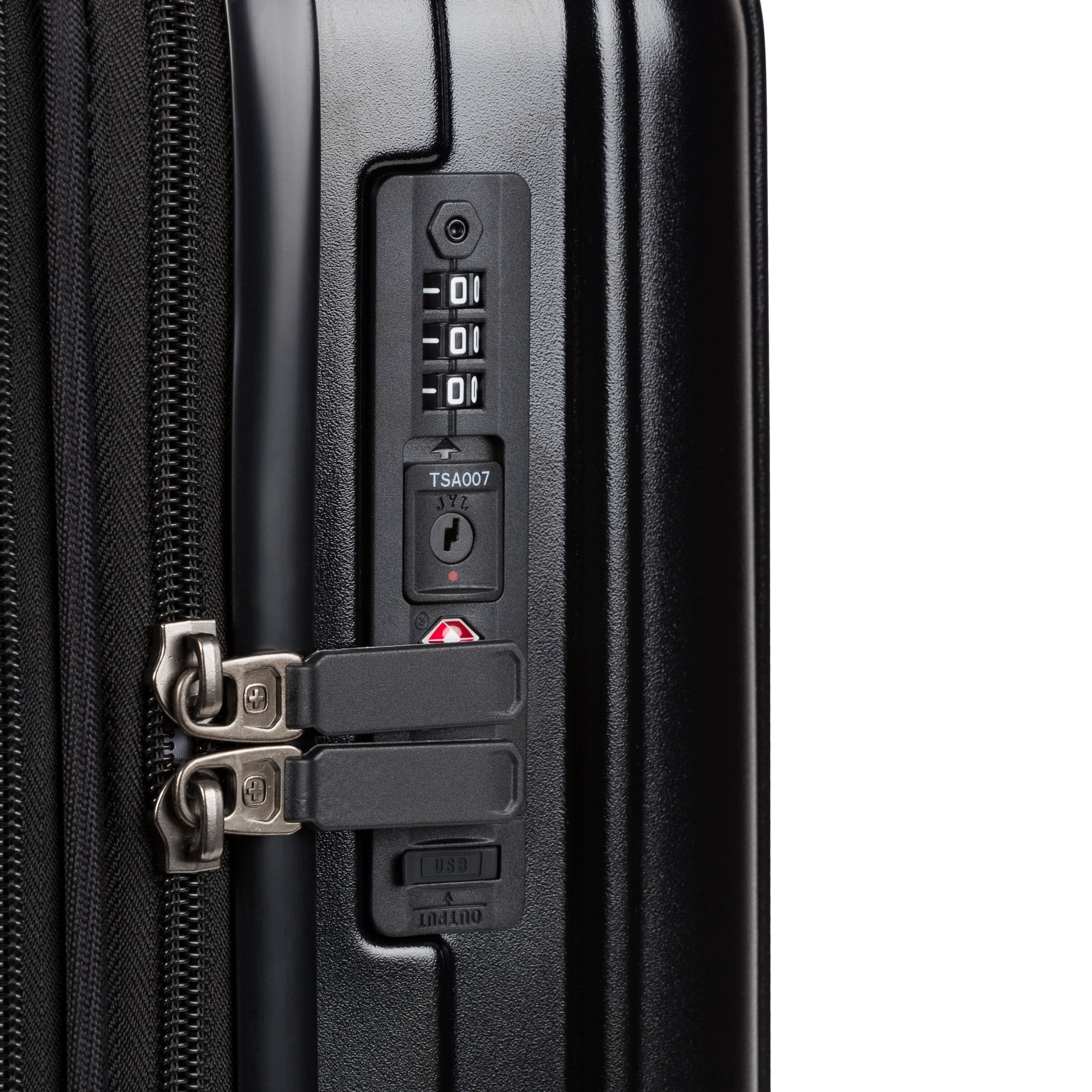 SWISSGEAR Ridge Hardside Expandable Carry-On Luggage with Spinner Wheels, TSA Lock and USB, Black