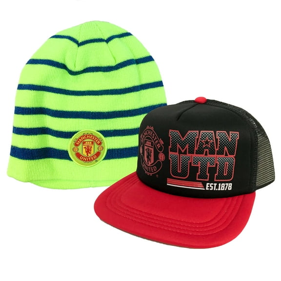 Manchester united Trucker Hat Cap Adjustable and Beanie Combo 2 pcs Official licensed By Rhinox Group Style 6