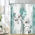thumbnail image 5 of Rustic Farmhouse Shower Curtain, Farm Teal Daisy Floral Flowers and Butterfly on Country Wooden Shower Curtain for Bathroom, Turquoise Blue Bathroom Shower Curtains with 12PCS Hooks, 70X75IN, 5 of 18